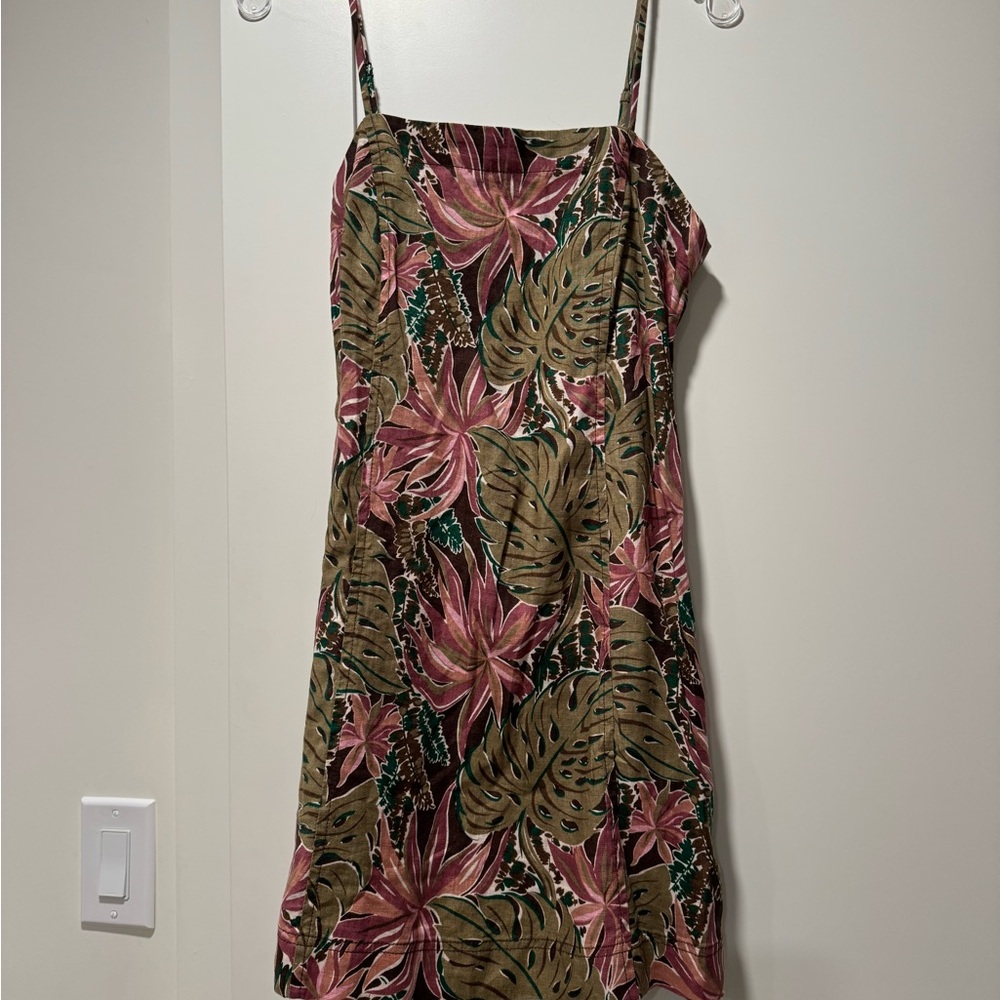 Madewell Leafy Pink and Green Mini Dress